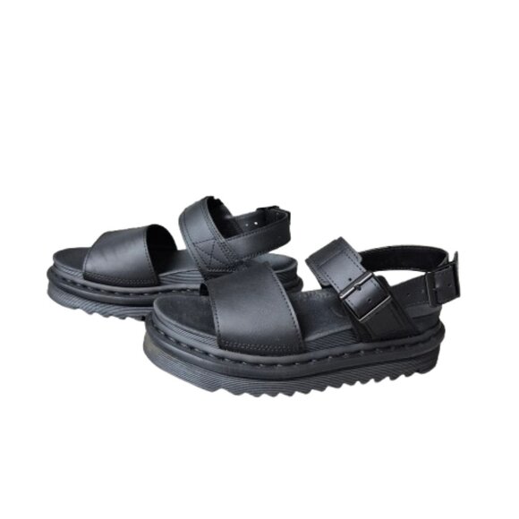 6 Dr. Martens Voss Hydro Black Air Wair Platform Sandals - Picture 1 of 13